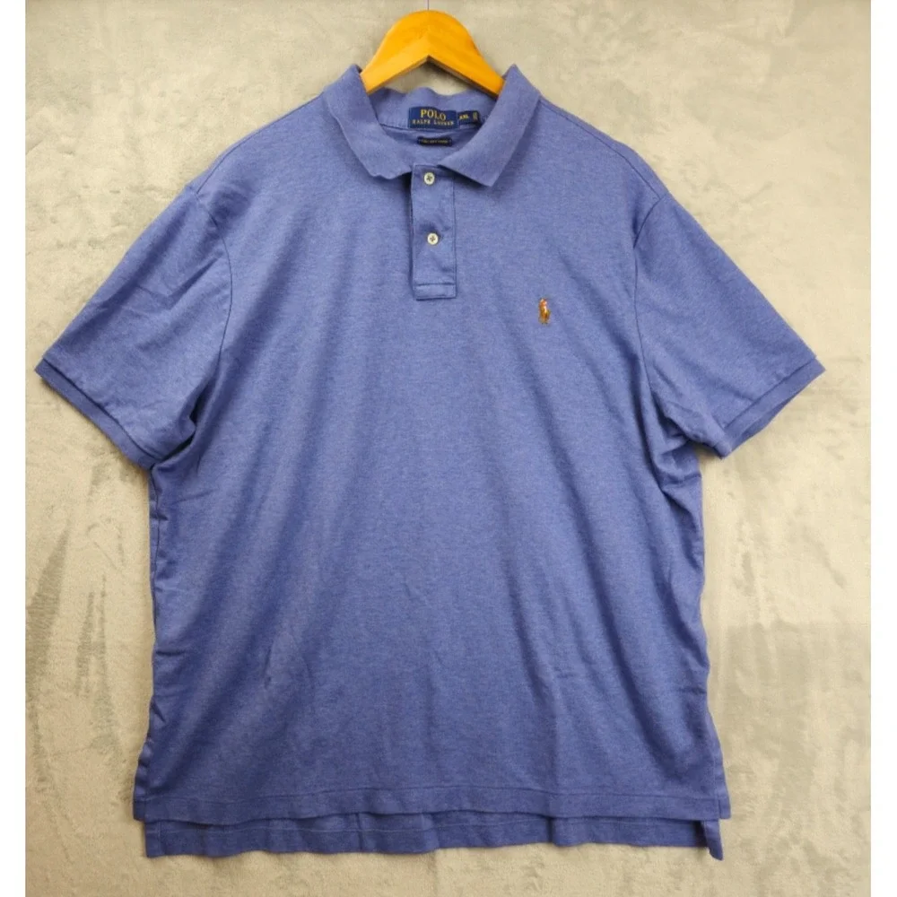 Polo Ralph Lauren Polo Shirt XXL Blue Pima Soft Touch Short Sleeve Flesh‎ Pony